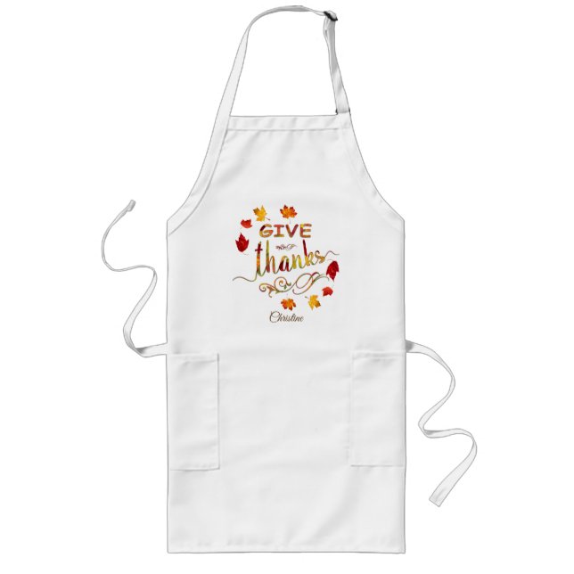 Tablier Long Chic Donner Merci Automne Rustique Thanksgiving Mo (Devant)