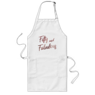 Tablier Long Cinquante ans et Fabuleux Faux Or Rose en écriture