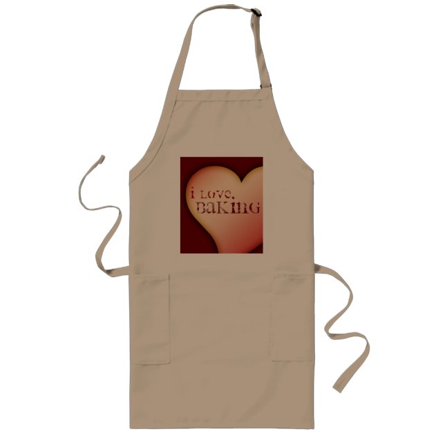 Tablier Long Coeur de tablier, j'aime la cuisson, (Devant)