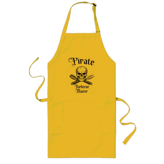 Tablier Long Conception de crâne de maître de barbecue pirate (Devant)