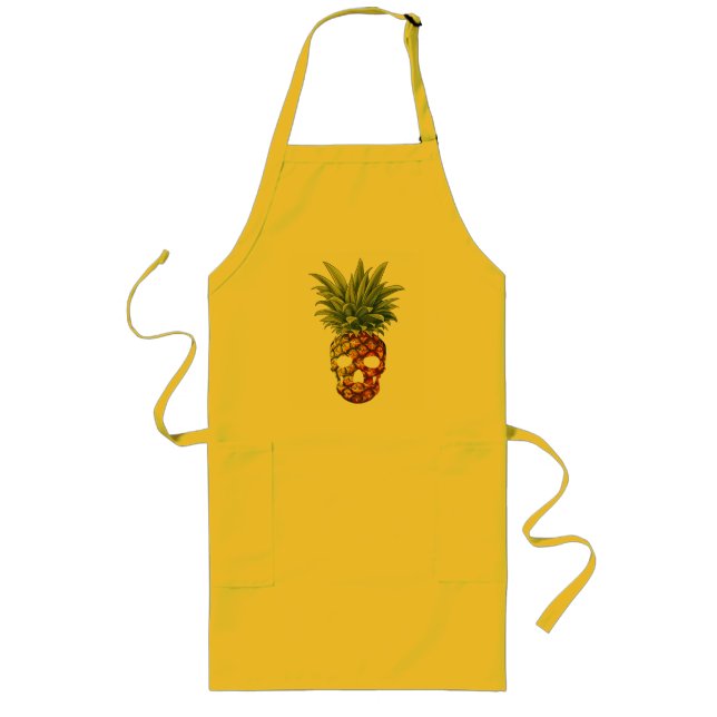 Tablier Long Crâne de fruit d'ananas drôle  (Devant)