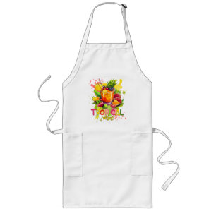 Tablier Long Cubes tropicaux - Vibes d'été Aquarelle Fruits