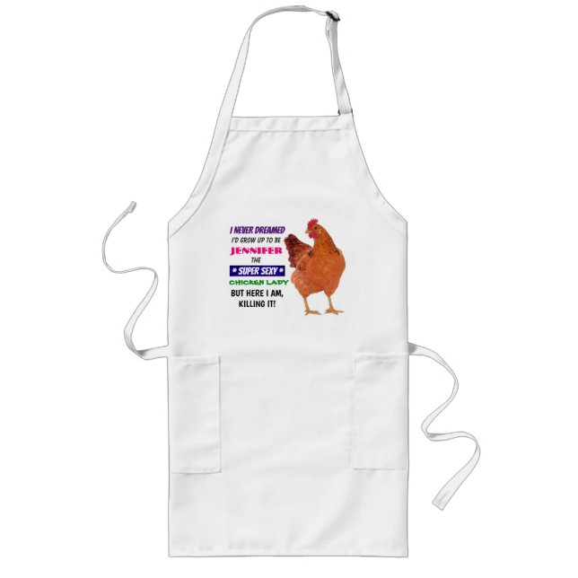 Tablier Long Dame de poulet personnalisable - Long tablier (Devant)