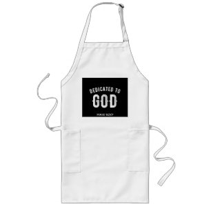 TABLIER LONG DÉDIÉ À DIEU PERSONNALISABLE COOL TEXTE BLANC