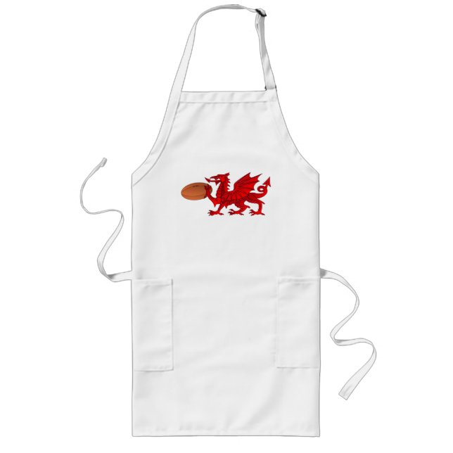 Tablier Long Dragon gallois avec une cuisine de Rugby Ball (Devant)