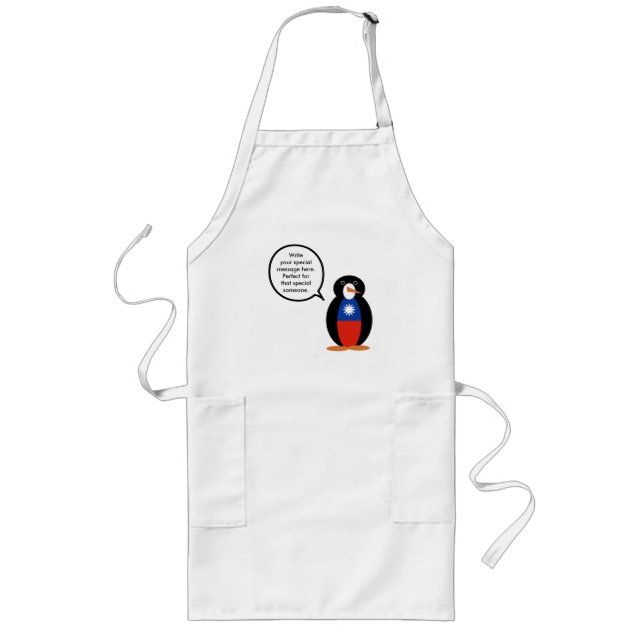 Tablier Long Drapeau taïwanais ou Chinois parlant M. Penguin (Devant)
