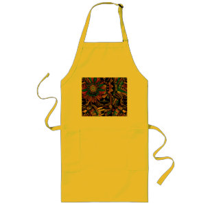 Tablier Long Eco-Friendly Cyan "Aztec Dream" Chef Apron