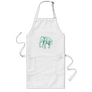Tablier Long Éléphant de menthe avec Feuilles de la jungle