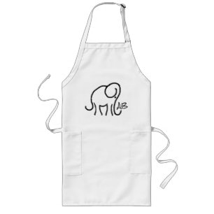 Tablier Long Eléphant stylisé avec Monogramme noir et blanc