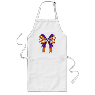 Tablier Long Fantômes mignons rétro groovy Halloween orange vio