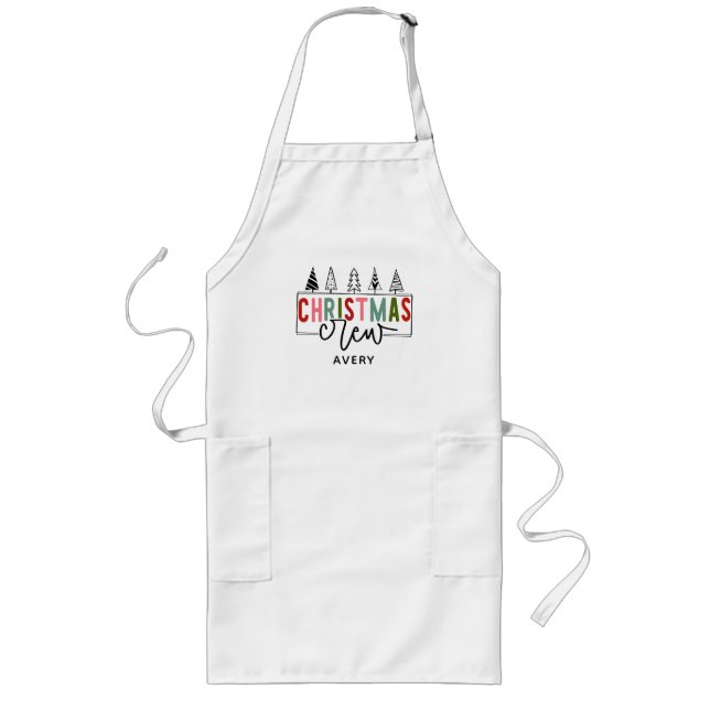 Tablier Long Festive Christmas Crew Ajouter le nom Apron (Devant)