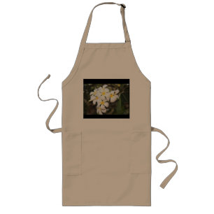 Tablier Long Fleurs blanches, Plumeria, sur Apron