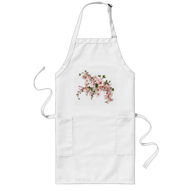 Tablier Long Fleurs de cerisiers Art Nouveau avec du lierre (Devant)