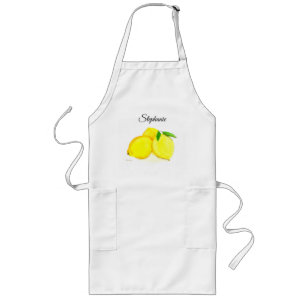 Tablier Long Fruits de citron Aquarelle d'été Custom Long tabli