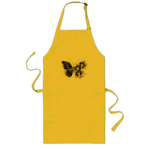 Tablier Long Gold flower Butterfly with Black Orchid
