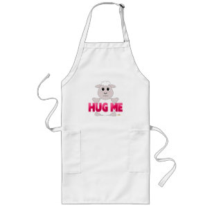 Tablier Long Gros mouton blanc rose Me serrer
