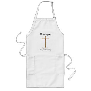 Tablier Long He is risen, Happy Easter to family, Religious