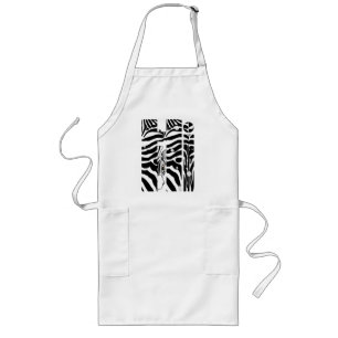 Tablier Long "Hi" Zebra Black/White Stripes Abstrait tendance