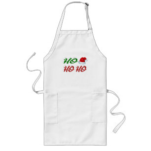 Tablier Long Ho Ho Ho Santa Hat Noël rouge vert script