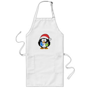 Tablier Long Holiday Apron - Christmas Penguin