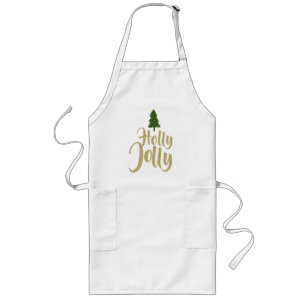 Tablier Long Holly Jolly White Gold Joyeux Noël
