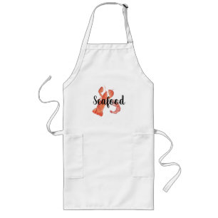 Tablier Long Homard Crevette Fruits de Mer Aquarelle Personnali