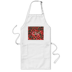 Tablier Long I Love You - Design cerise