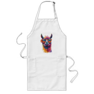 Tablier Long Illustration de la tête de lama - Colorée, unique