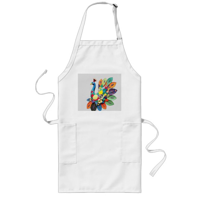 Tablier Long Illustration Peacock Patchwork (Devant)