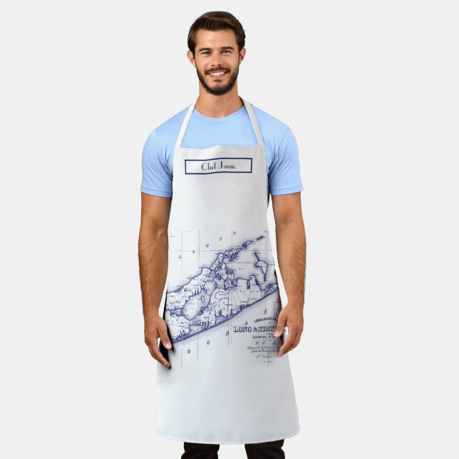 Tablier Long Island The Hamptons Carte Marine Blue (Porté)