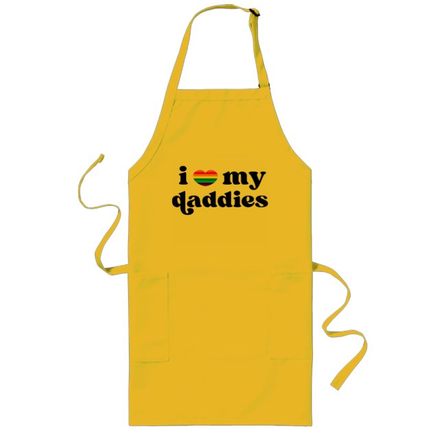 Tablier Long J'Aime Mes Daddies Bébé Gay Dads Coeur Arc-En-Ciel (Devant)