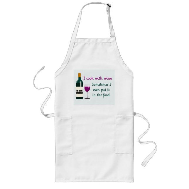 Tablier Long Je cuisine avec du vin amusant Apron (Devant)