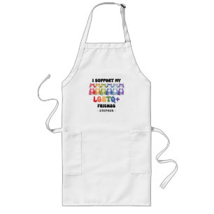 Tablier Long Je soutiens mes amis LGBTQ - Rainbow Cat Pride