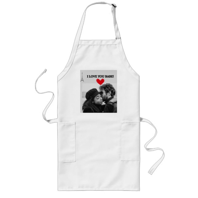 Tablier Long Je T'Aime Babe White Apron (Devant)