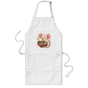 Tablier Long Joli Axolotl Mange des Nouilles Ramen