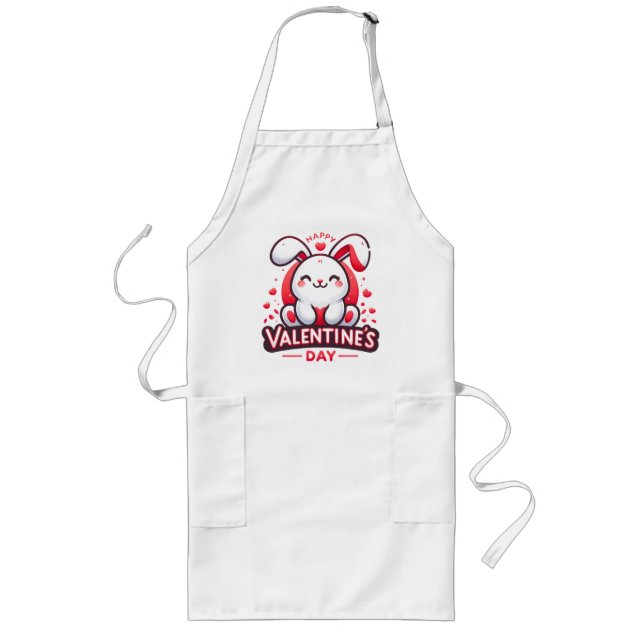 Tablier Long Joyeuse Saint-Valentin Lapin Mignon (Devant)