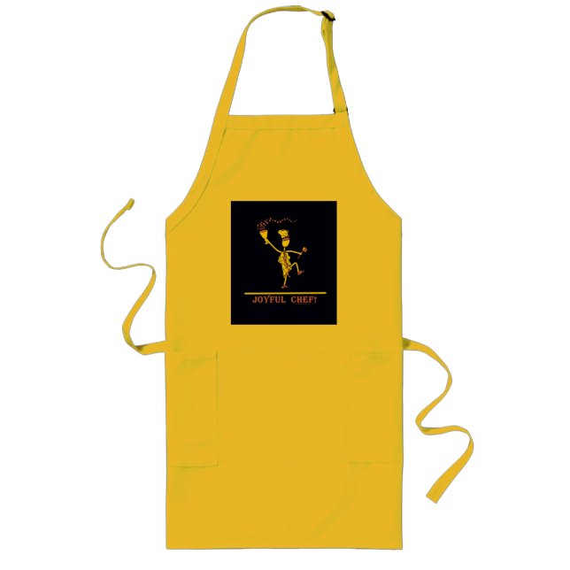Tablier Long Joyeux Chef Chaud Jaune (Devant)