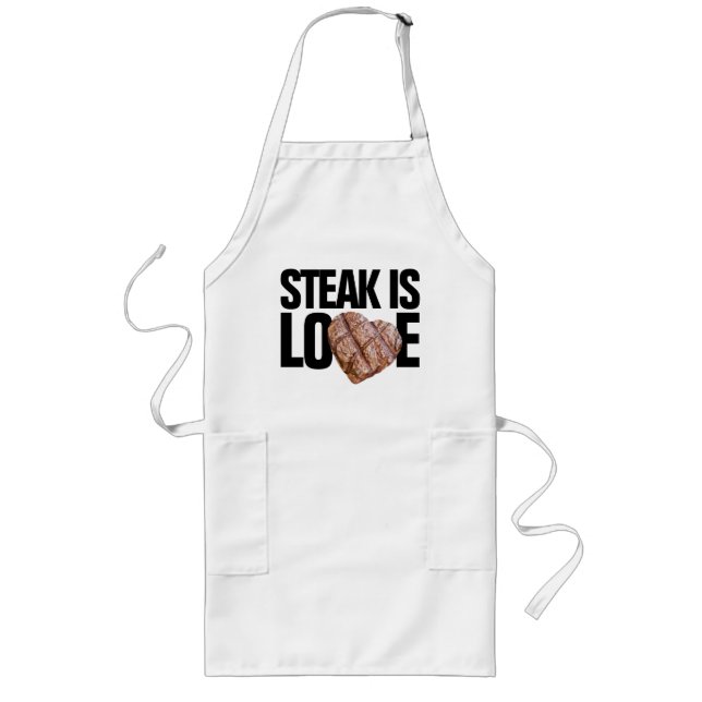 Tablier Long La Viande De Steak Est Amoureux Grillant Apron (Devant)