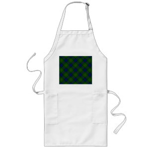 Tablier Long Lauder tartan bleu vert plaid