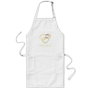 Tablier Long Lettre monogramme E Cheval en or