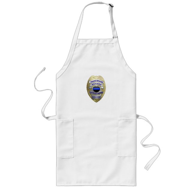 Tablier Long Ligne Bleue Mince - Police Retraitée Longue Apron (Devant)