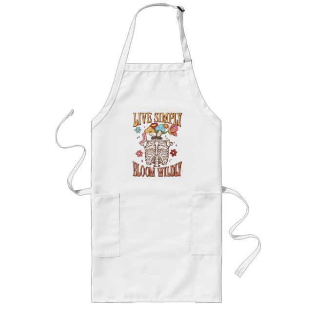 Tablier Long Live Simply, Bloom Wiltly - Skeleton & Champignons (Devant)