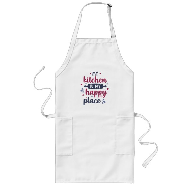 Tablier Long ma cuisine est mon endroit heureux pour adultes ap (Devant)