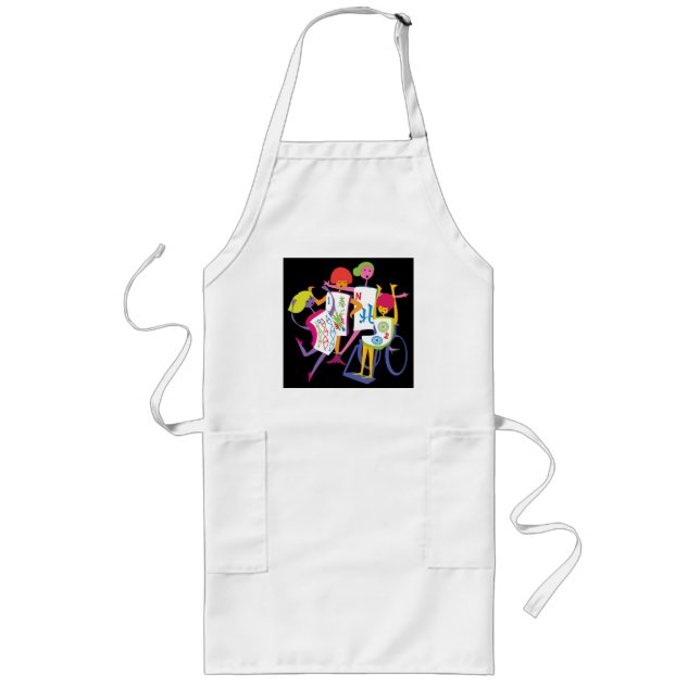 Tablier Long Mah Jongg Bonne Danse Black Apron (Devant)