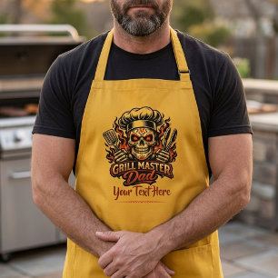 Tablier Long Maître du Grill Personnalisé Papa Crâne de Sucre B