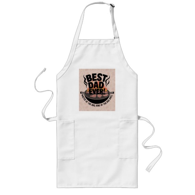 Tablier Long Meilleur papa jamais design barbecue - King of the (Devant)