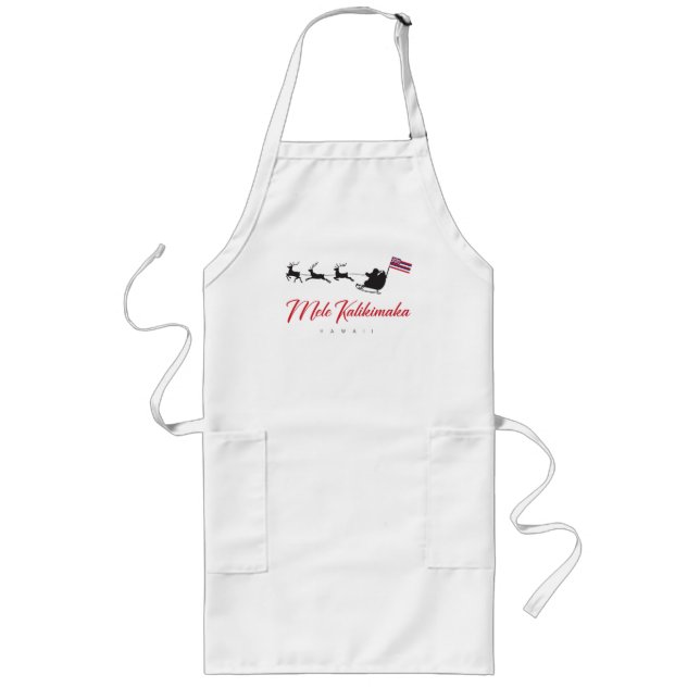 Tablier Long Mele Kalikimaka Christmas Santa with Hawaiian flag (Devant)