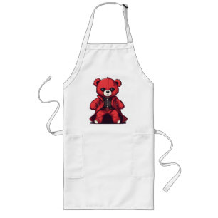 Tablier Long Mignon ours en peluche rouge garçon