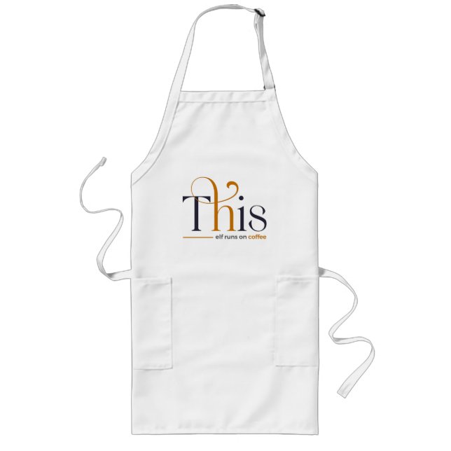 Tablier Long Moderne, Cet Elfe Fait Ses Vacances Café (Devant)