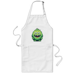 Tablier Long Monstre Vert Mignon Dessin Animé Sourire